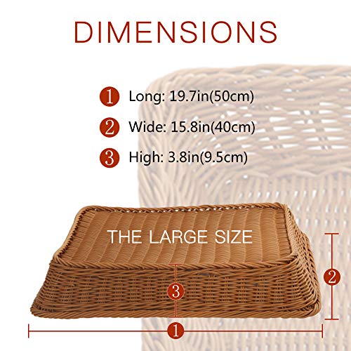 19.7" Poly-Wicker Bread Basket,Woven Tabletop Food Fruit Vegetables Serving Basket, Restaurant Serving,Brown (3 PACKS) - Thumbnail 2