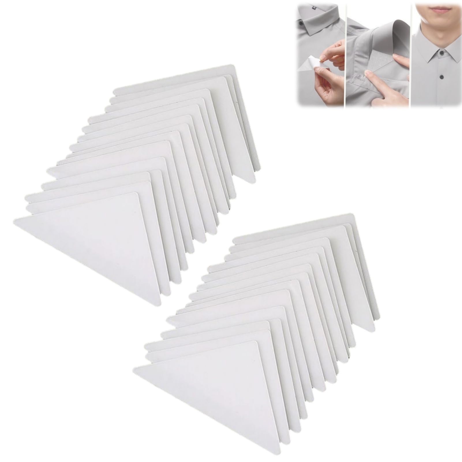 100PCS Collar Stickers for Shirt, Lightweight Tidy Appearance Collar Stiffeners, Disposable Stickers for Men's Shirts - 2.72 X 1.42inch (White)