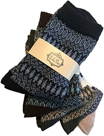 LuluVin Men's Socks Fun Warm Crew Dress Socks for Men 5 Pairs