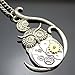 Q&Q Fashion Fab Silver Ornate 3D Owl Moon Watch Clock Hand Gear Cog Steampunk Chain Fancy Dress Necklace