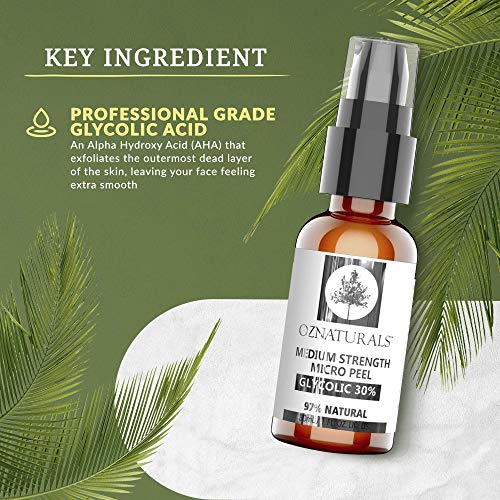 OZNaturals 30 AHA Glycolic Acid Facial Peel & Pore Minimizer Face Wash