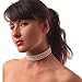 Avalaya 3 Tier Synthetic Pearl Collar Necklace in Silver Plating (Snow White)