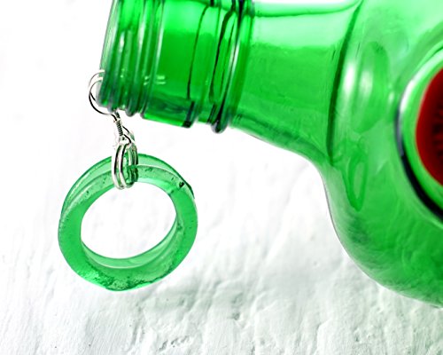 Gin Bottle Glass Earrings - Recycled Tanqueray Danglers