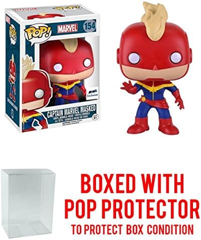 Funko Pop Vinyl Captain Marvel Masked Exclusive Bobblehead Figure 154 with Box Protector