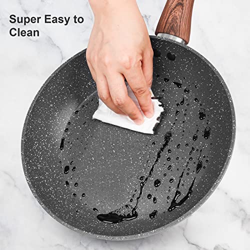 M MELENTA juego de ollas y sartenes antiadherentes, juego de ollas de granito de inducción, bateria de cocina antiadherente 11 piezas, ollas de cocina, color gris oscuro