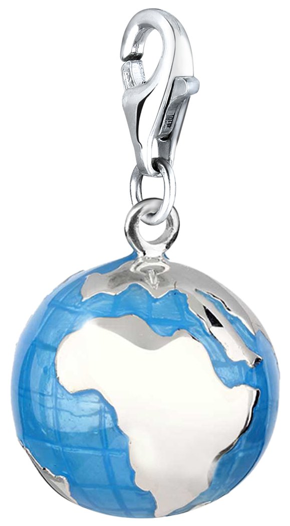 Nenalina Chucks Globus Pendant in 925 Sterling Silver, Fits All Standard Charm Bracelets 714088-001