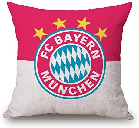 USpiece Soccer Theme Theme Throw Pillow Cushion Covers, Square Decorative Throw Pillowcases Bedding Sofa Couch, 18x18 inches (45x45 cm) Cotton Linen Bayern Munich Team Pillow Case