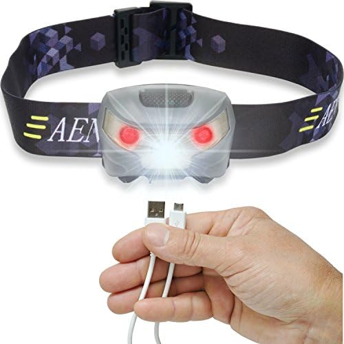 USB Rechargeable LED Headlamp Flashlight - Super Bright, Waterproof &amp; Comfortable - Perfect Headlamps for Running, Walking, Camping, Reading, Hiking, Kids, DIY &amp; More, USB Cable Included