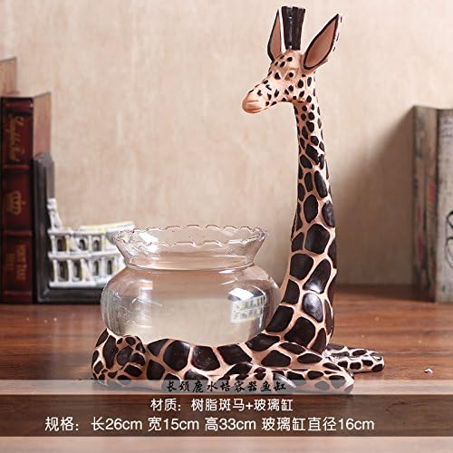 FUCHEN The Creative Personality Of European Aquarium Living Room Balcony Bar Restaurant Decoration Hydroponic Flowerpot Ware,Giraffe Fish Tank