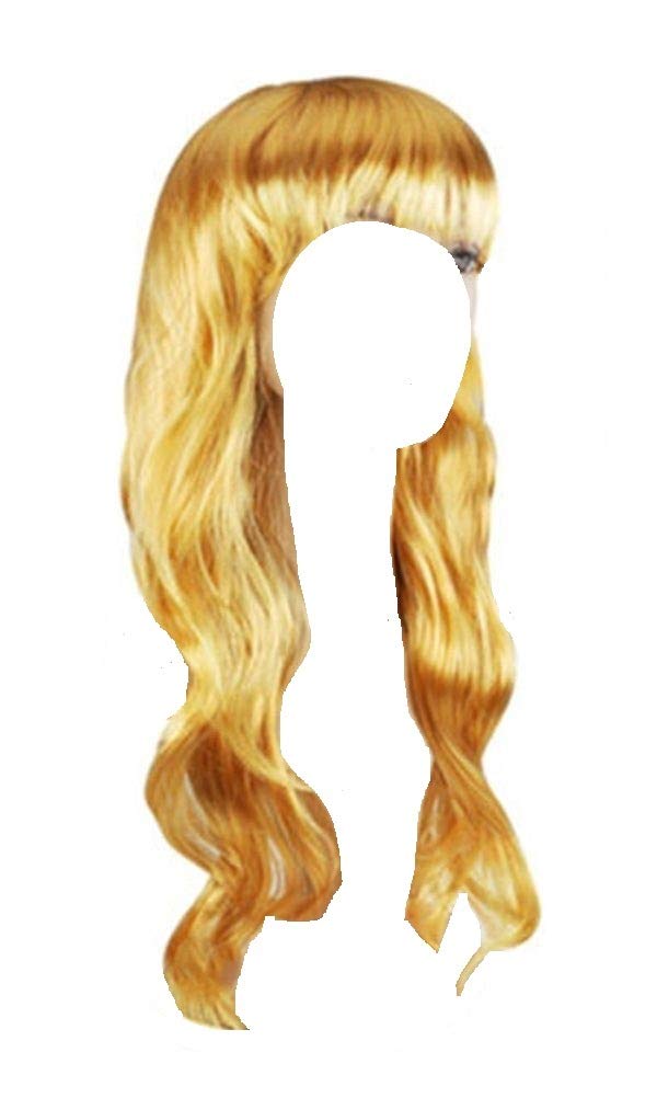 WOMEN'S LADIES LONG WAVY WIG FANCY DRESS COSPLAY WIGS POP PARTY COSTUME (Gold)