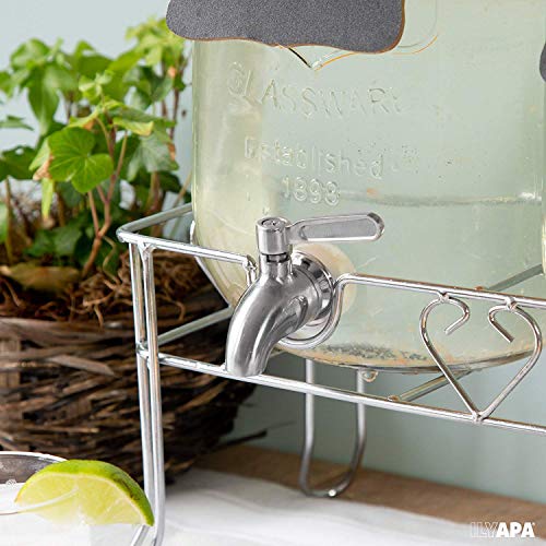 Outdoor Glass Beverage Dispenser 2 Pack with Sturdy Metal Base, Hanging