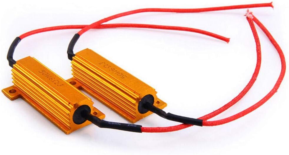 SOCAL-LED 2pcs LED Load Resistors 50W 8 ohm LED Bulbs Turn Signal Error/Blinker/Hyper Flashing…, White - Image 4