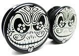 Pierced Republic Jack Skellington - B&W Sugar Skull Ear Plugs - Acrylic Screw-On - 10 Sizes - Nightmare Before Christmas - Brand NewPair