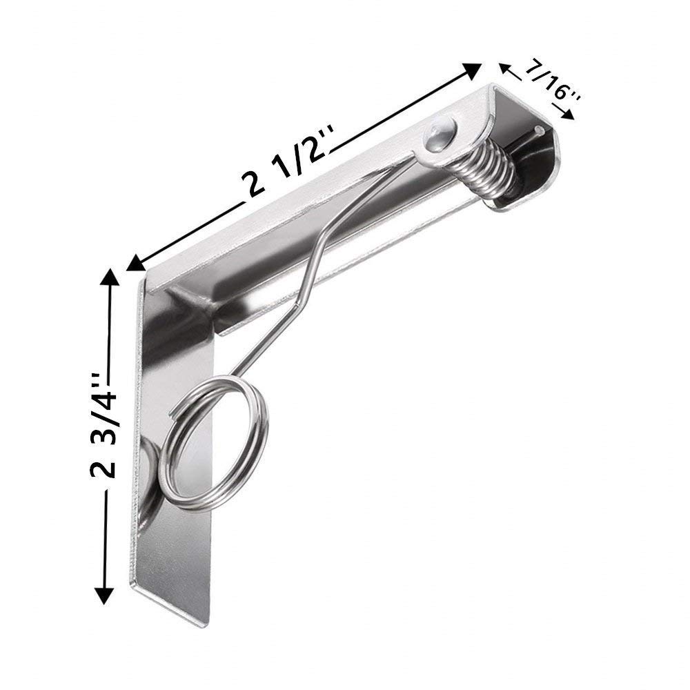 Qrooper Tablecloth Clips Stainless Steel Table Cover Clamps Table Cloth Holders for Outdoor and Indoor Uses by, 8 Count (Suitable for Table Thickness of 2 1/2\'\' or less)