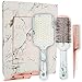 Lily England Hair Brush Set - Paddle Brush, Round Blow Drying Hairbrush, Comb & Clips, Marble & Rose Gold primary