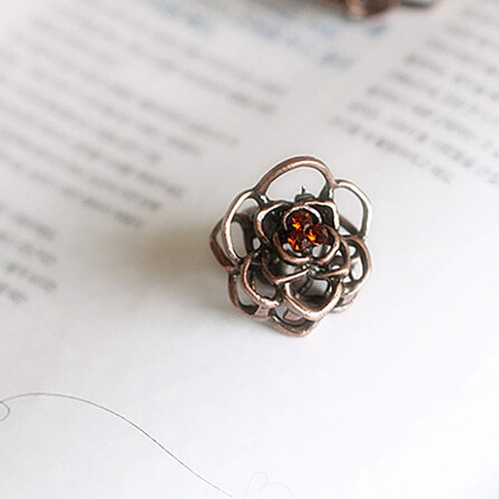Fodattm 6PCS Women Vintage Alloy Hollow Rose Flower Mini Hair Jaw Clip Rhinestone No-Slip Hair Grip Hair Pin Hair Claw Hair Clamp Small Bang Clip - Image 5