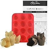 200 Tulip Cupcake Liners with 12-cup Silicone Cupcake Mold in a Giftable Box