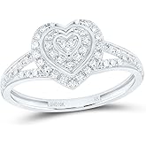 Jewels By Lux 10K White Gold 1/5Cttw Natural Diamond Gift Heart Ring