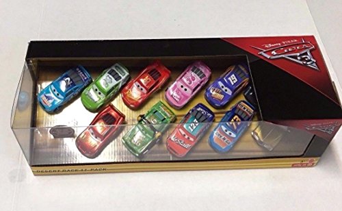 Disney Cars 3 Desert Race 11 Car Pack 1:55 Scale Diecast Rust-eze Mcqueen, Chick Hicks, Mcqueen, Todd Marcus, Rev-n-go, Tex, Reb Meeker, Cal Weathers, Brick Yarkley, Bobby Swift, Jackson Storm
