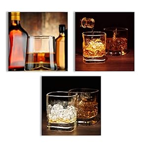 Canvas Wall Art Abstract Vintage Wine Cup Pictures Home Wall Decorations for Kitchen Streched and Framed - 12"x12"x3 Panels