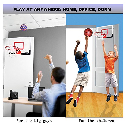 Iserlohn Mini Basketball Hoop, Over The Door Use - Include 2 Quiet Shooting Ball and a Pro-Mini Basketball, Air Pump, Design for Home or Office (18 inch12 inch) - Thumbnail 2