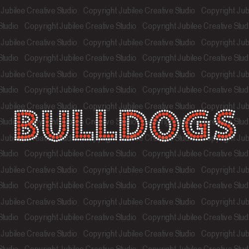 Bulldogs Red Iron On Rhinestone Crystal T-Shirt Transfer by Jubilee Rhinestones