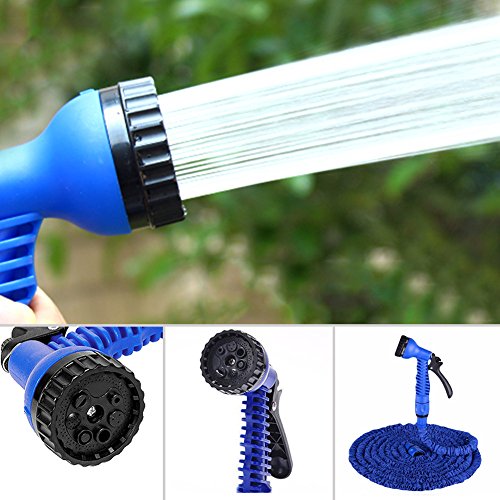 75ft Strongest Expanding Garden Hose,Flexible Expandable Hose Pipe,with 7 Function Spray Nozzle- Blue