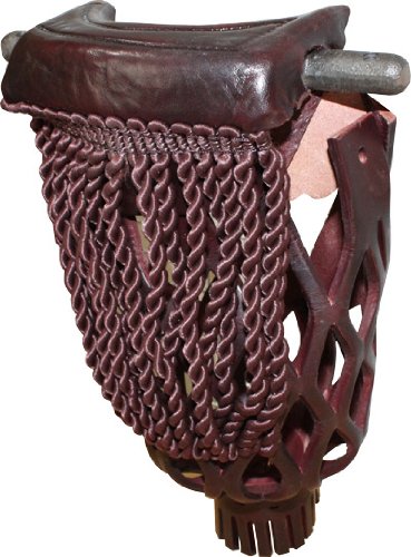 Ozone Leather Pool Table Pockets with Fringe Set - Cherry Mahogany
