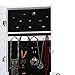 LANGRIA Mirrored Jewelry Cabinet Organizer, Full Length Standing Jewelry Storage Armoire with 2 Drawers and 3 Adjustable Angle, White Finish