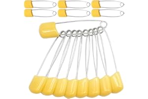 YOSAWA 50Pcs 2.2" Plastic Head Safety Pin Nappy Cloth Diaper Safety Pins with Safe Locking Closures (Orange)