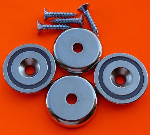 4Pc Super Strong 120 lbs Neodymium Cup Magnet 1. 5 Countersunk Mounting Magnet Round Base Used as Tool Holder and Door Latch With Screw, Strongest & Most Powerful Rare Earth Magnets by Applied Magnets