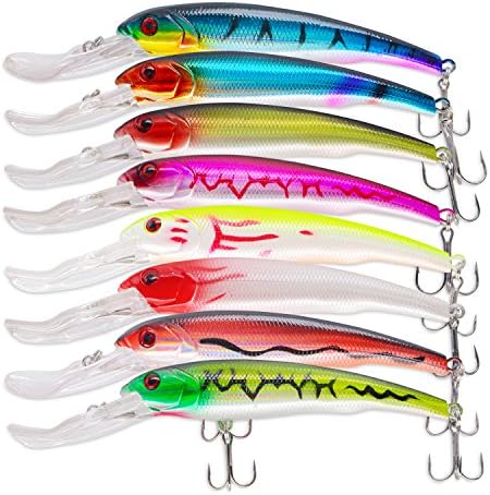 Discover Fish Fishing Lures Bass Trout Muskie Minnow Topwater Hard Plastic Swimbaits Lifelike Artificial Mens Pro Fish Lure Baits withTreble Borb Hooks Freshwater Saltwater