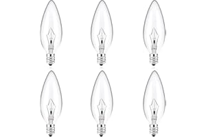 SEIGUN 40 Watt Clear Candelabra Base (E12) 110V_120V,Flame Shaped Incandescent Chandelier Light Bulbs,Dimmable, Warm White (6)
