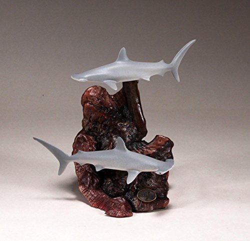 Hammerhead Shark Duo Sculpture New Direct by John Perry Statue Airbrushed - Thumbnail 3