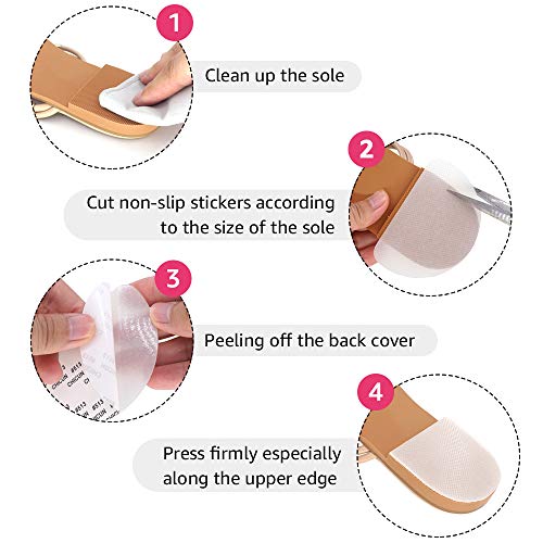 Beautulip Non-Skid Pads for Shoes Self-Adhesive Shoe Grips for Bottom of Shoes Sole Stick Protector Pack of 8 (Clear)