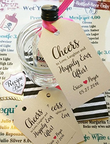 Cheers to Love, Laughter and Happily Ever After, 25 Tags Only, Mini Bottle Tags Wedding Favor Tags, Wedding Favors, Wedding Favor Tags