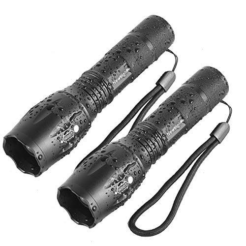Flashlights Newsight T6 Handheld Flashlights Portable Outdoor Waterproof Torch Ultra Bright with Adjustable Focus for Camping Hiking (Blackï¼Œ2pcs)