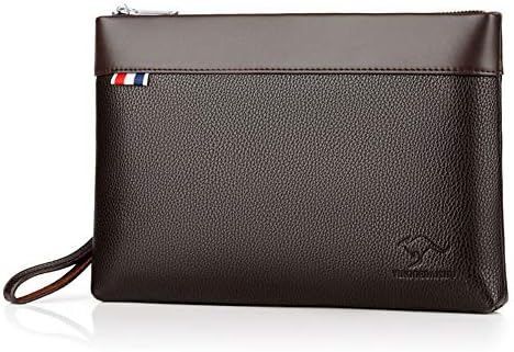 Mens Genuine Leather Business Clutch Wrist Bag Handbag Organizer Phone Checkbook Wallet Card Case