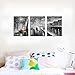 YPY Romantic Lovers and Dog Walking in Rainy Night Street Painting Wall Art, Black and White City Scape on Canvas Artwork for Living Room, Modern Landscape Picture Home Decor (12x16in, 3 Panels)