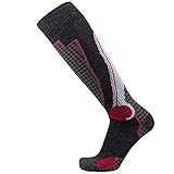 High Performance Wool Ski Socks – Outdoor Wool Skiing Socks, Snowboard Socks (Black/Grey/Red, Large)