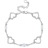 CRMAD Cross/Heart/Infinity/Star of David Bracelet for Women Sterling Silver Opal/Malachite/Moonstone Bracelet Cross Jewelry Gift for Women