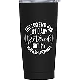 Wisedeal Retirement Gifts Stainless Steel Mug Black - The Legend Has Retired - Retired Tumbler for Dad, Grandpa, 20 Oz Tumbler for Retirement Men, Fathers Day, Birthday, Christmas Gifts