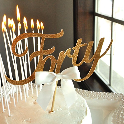 Buy 40th Birthday Cake Topper and Candle Combo. Forty Cake Topper and