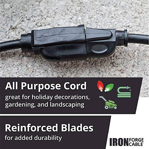 Iron Cable 50 Ft Outdoor Extension Cord 16/3 Durable Black