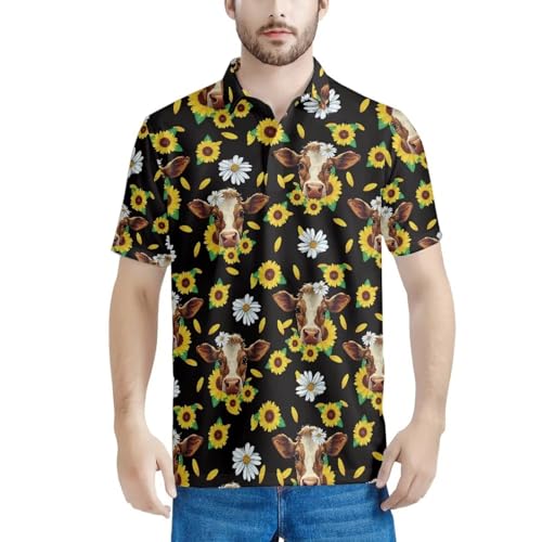 HUGS IDEA Sunflower Cow Print Men's Outdoor Sport