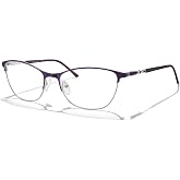 OLIEYE Cat Eye Reading Glasses For Women O2108 - Blue Light Blocking | Spring Hinge | Alloy Material | Scratch-Resistant Resin Lens | Adjustable Nose Pads Custom Fit | Ideal for Computer, Reading