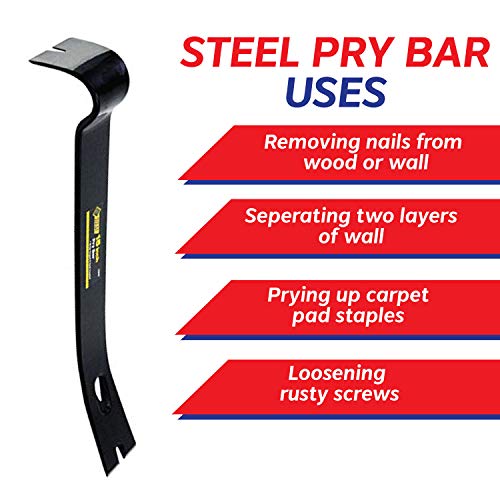 Bangerz Sunz Utility Pry Bar 15" Nail Puller Crow Bar with Forged Carbon Steel Construction