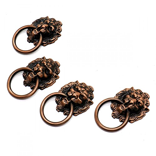 HUELE 10pcs Vintage Lion Head Knobs Cabinet Handles Furniture Door Hardware Handles Cupboard Closet Drawer Pulls (Bronze)