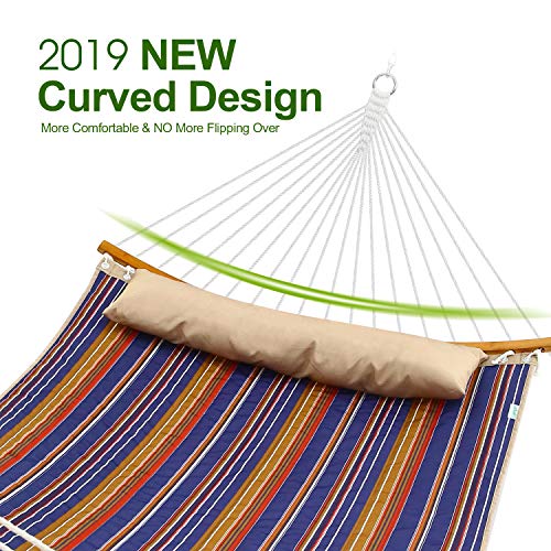 Ohuhu Double Hammock Quilted Fabric Swing with Detachable Pillow, 2019