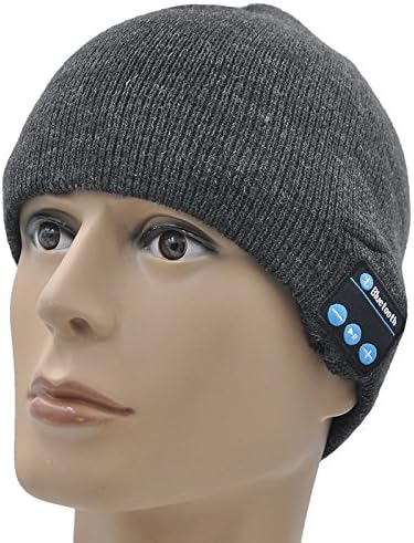 GoldWorld Bluetooth V4.1 Wireless Musical Beanie Winter Hat Knit Cap Beanies with 2 speakers Unique Christmas Gifts for Kids Men Women Teen Boys Girls Outdoor Sport Running (Dark Gray)